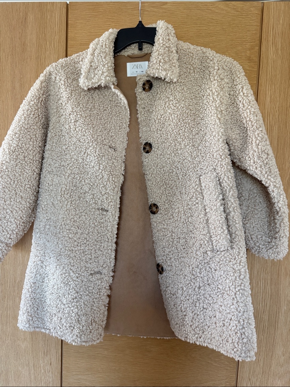 Zara Beige Teddy Jacket with Button Front